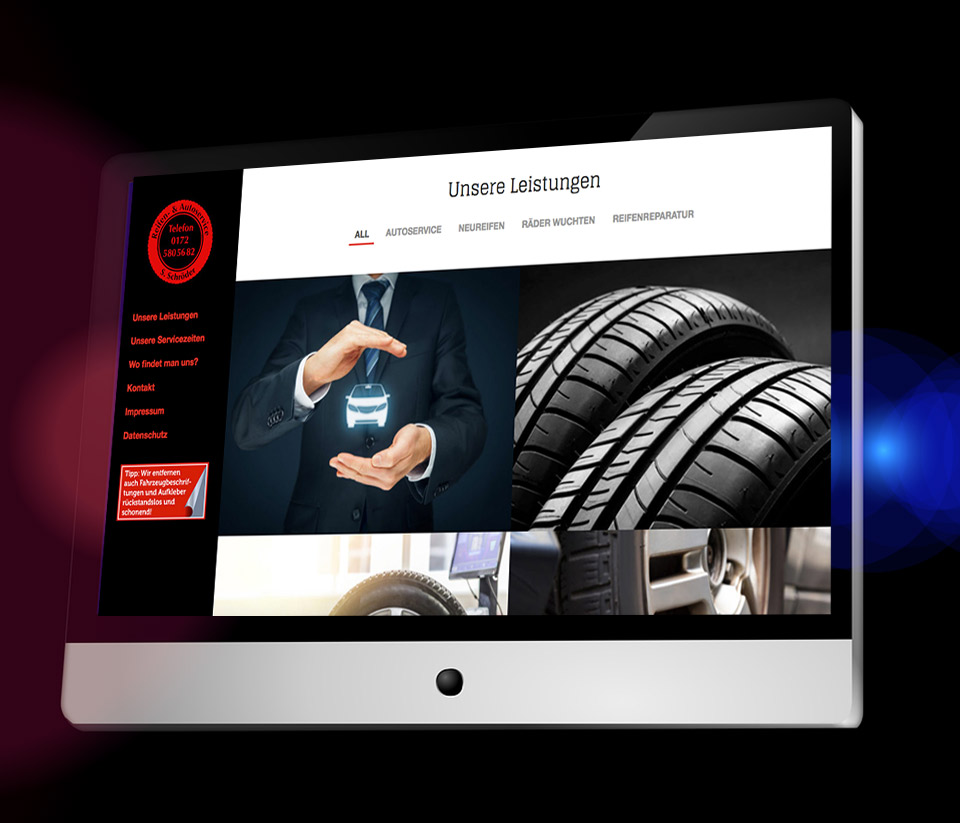 Webseitendesign für Reifenservice-Autoservice Schröder